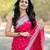 Pink  silk blend jacuard work festival saree with unstitched blouse piece