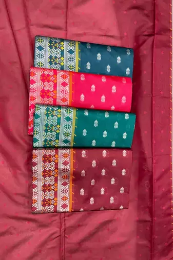 Pink  silk blend jacuard work festival saree with unstitched blouse piece