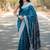 Rama  silk blend jacuard work festival saree with unstitched blouse piece
