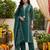 Teal green floral printed straight kurta set for women