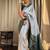 Grey green silk blend jacuard work festival saree with unstitched blouse piece