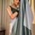 Grey green silk blend jacuard work festival saree with unstitched blouse piece