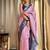 Pink blue silk blend jacuard work festival saree with unstitched blouse piece