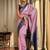 Pink blue silk blend jacuard work festival saree with unstitched blouse piece