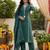 Teal green floral printed straight kurta set for women