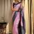 Pink blue silk blend jacuard work festival saree with unstitched blouse piece