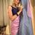 Pink blue silk blend jacuard work festival saree with unstitched blouse piece