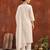 Beige floral printed straight kurta set for women