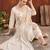 Beige floral printed straight kurta set for women