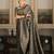 Black silk blend jacuard work festival saree with unstitched blouse piece