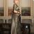 Black silk blend jacuard work festival saree with unstitched blouse piece