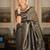Black silk blend jacuard work festival saree with unstitched blouse piece
