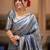 Black silk blend jacuard work festival saree with unstitched blouse piece