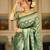 Green silk blend jacuard work festival saree with unstitched blouse piece