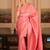 Pink silk blend jacuard work festival saree with unstitched blouse piece