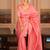 Pink silk blend jacuard work festival saree with unstitched blouse piece