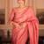 Pink silk blend jacuard work festival saree with unstitched blouse piece