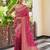 Pink silk blend jacuard work festival saree with unstitched blouse piece