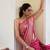 Pink silk blend jacuard work festival saree with unstitched blouse piece