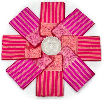 Pink silk blend jacuard work festival saree with unstitched blouse piece 5