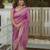 Purple silk blend jacuard work festival saree with unstitched blouse piece