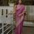Purple silk blend jacuard work festival saree with unstitched blouse piece