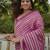 Purple silk blend jacuard work festival saree with unstitched blouse piece