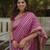 Purple silk blend jacuard work festival saree with unstitched blouse piece