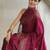 Wine silk blend jacuard work festival saree with unstitched blouse piece
