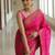 Pink silk blend jacuard work festival saree with unstitched blouse piece