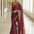 Maroon silk blend jacuard work festival saree with unstitched blouse piece