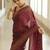 Maroon silk blend jacuard work festival saree with unstitched blouse piece