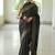 Black silk blend jacuard work festival saree with unstitched blouse piece