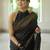Black silk blend jacuard work festival saree with unstitched blouse piece