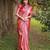 Pink silk blend jacuard work festival saree with unstitched blouse piece