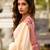Off white pink silk blend jacuard work festival saree with unstitched blouse piece
