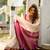 Off white pink silk blend jacuard work festival saree with unstitched blouse piece