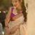Off white pink silk blend jacuard work festival saree with unstitched blouse piece