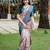 Peach sky silk blend jacuard work festival saree with unstitched blouse piece