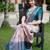 Peach sky silk blend jacuard work festival saree with unstitched blouse piece