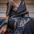Blue silk blend jacuard work festival saree with unstitched blouse piece