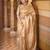 Cream silk blend jacuard work festival saree with unstitched blouse piece