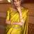 Light yellow silk blend jacuard work festival saree with unstitched blouse piece