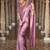 Pink silk blend jacuard work festival saree with unstitched blouse piece