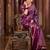 Purple silk blend jacuard work festival saree with unstitched blouse piece