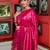 Rani pink silk blend jacuard work festival saree with unstitched blouse piece
