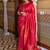Red silk blend jacuard work festival saree with unstitched blouse piece