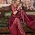 Wine silk blend jacuard work festival saree with unstitched blouse piece