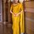 Yellow silk blend jacuard work festival saree with unstitched blouse piece