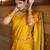 Yellow silk blend jacuard work festival saree with unstitched blouse piece
